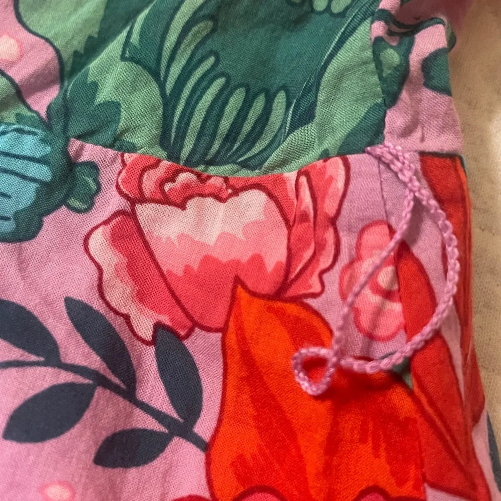 Talbots shirt dress sketched Blooms violet tulle flowers floral 100% Cotton Love